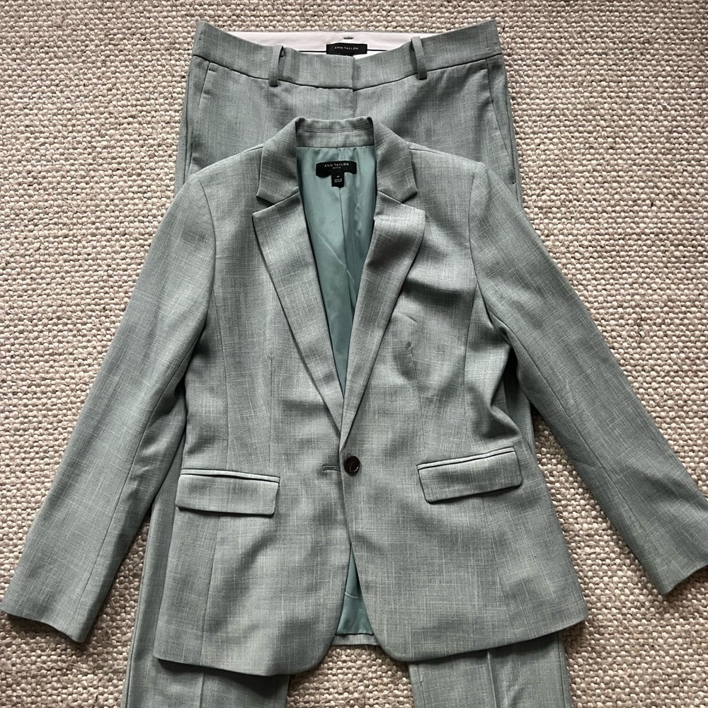 Ann Taylor Light Blue Suit set blazer and trousers